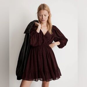 Madewell Burgundy Long Sleeve Dress